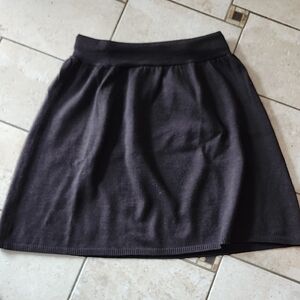 Eileen Fisher Dark Brown Merino Wool A-Line Mini Skirt Small